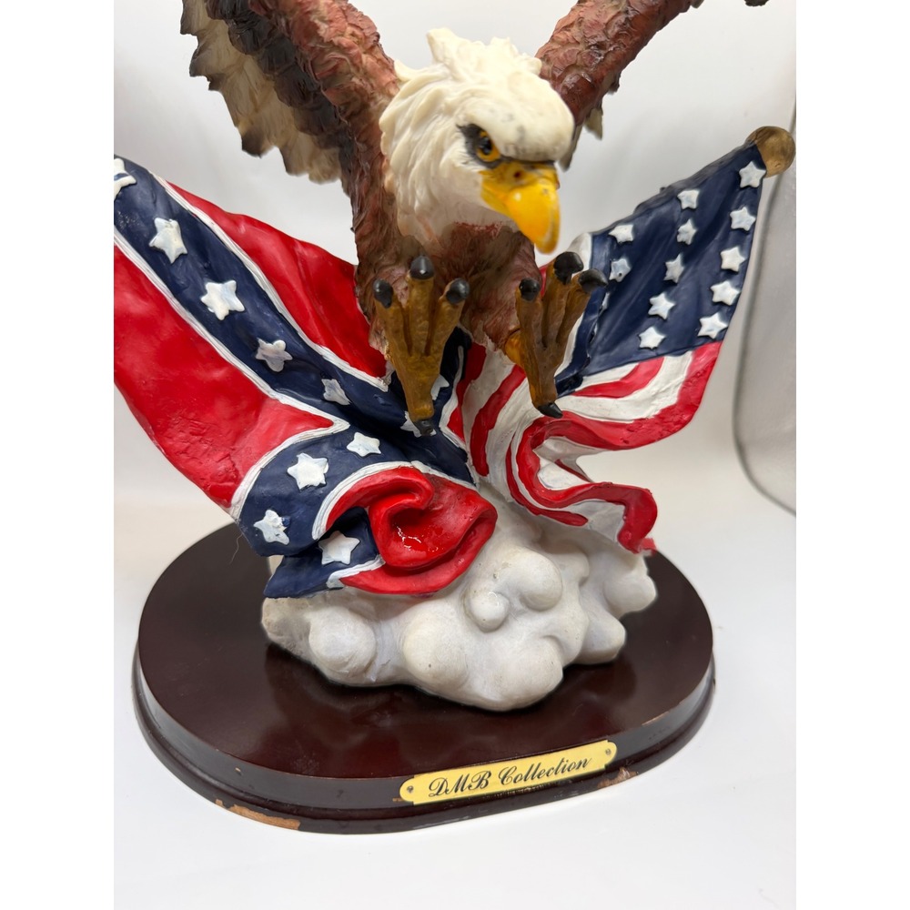 VTG DMB Collection Bald Eagle Figurine Confederate Rebel Flag Resin Statue 17x14 - Picture 2 of 14